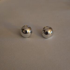 Silver Spherical Stud Earrings Jewelry